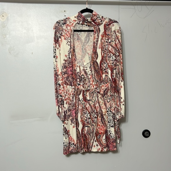 Free People All Dolled Up Longsleeve Boho Dress Burgundy Ivory Size Small - Picture 4 of 6